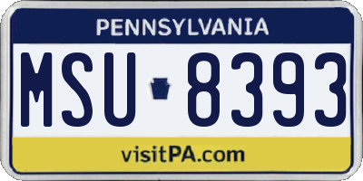 PA license plate MSU8393