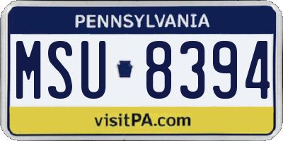 PA license plate MSU8394