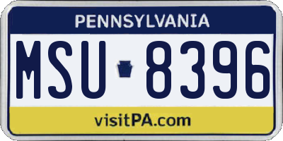 PA license plate MSU8396