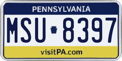 PA license plate MSU8397