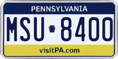 PA license plate MSU8400