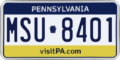 PA license plate MSU8401