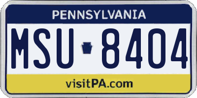 PA license plate MSU8404