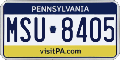 PA license plate MSU8405