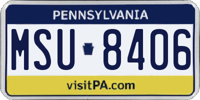 PA license plate MSU8406