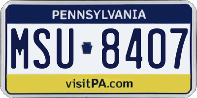PA license plate MSU8407