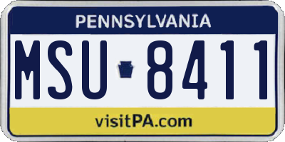 PA license plate MSU8411