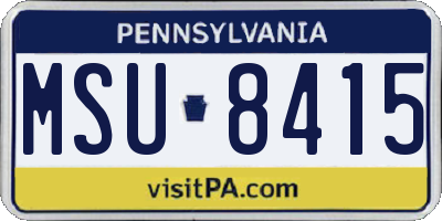 PA license plate MSU8415