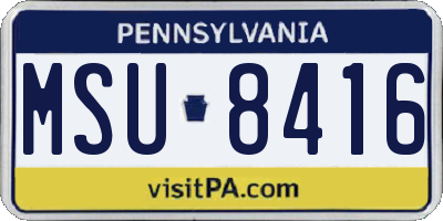 PA license plate MSU8416