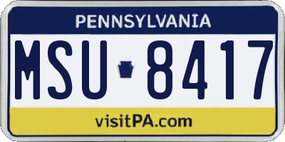 PA license plate MSU8417