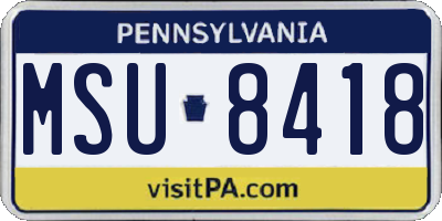 PA license plate MSU8418