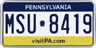 PA license plate MSU8419