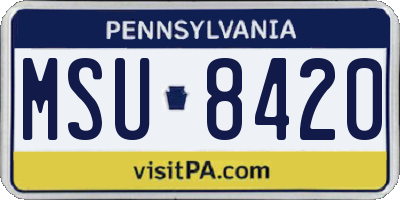 PA license plate MSU8420