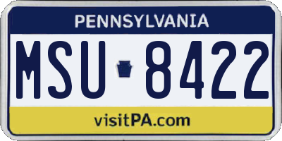 PA license plate MSU8422