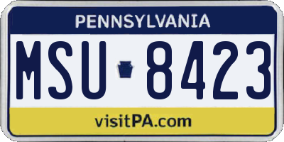 PA license plate MSU8423