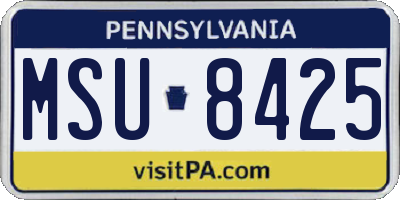 PA license plate MSU8425