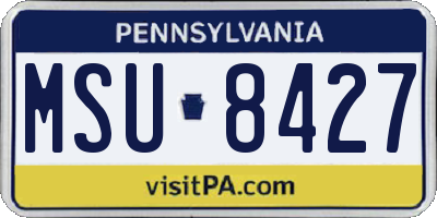 PA license plate MSU8427