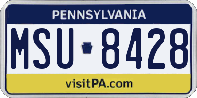 PA license plate MSU8428