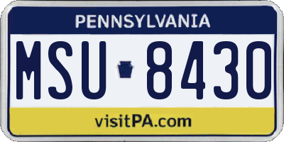 PA license plate MSU8430