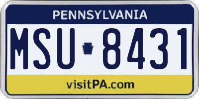 PA license plate MSU8431