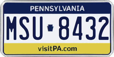 PA license plate MSU8432