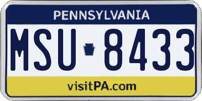 PA license plate MSU8433
