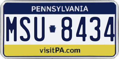 PA license plate MSU8434