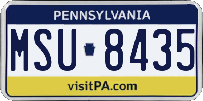 PA license plate MSU8435
