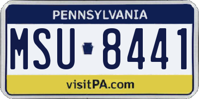 PA license plate MSU8441