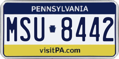 PA license plate MSU8442