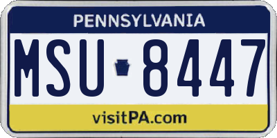 PA license plate MSU8447