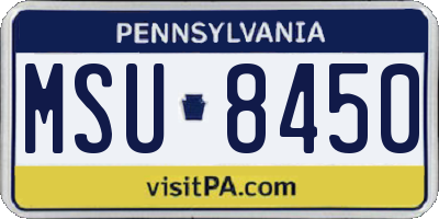 PA license plate MSU8450