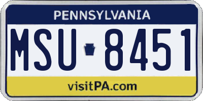 PA license plate MSU8451