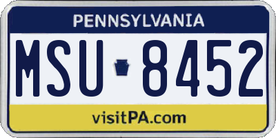 PA license plate MSU8452