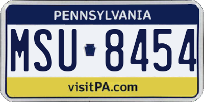 PA license plate MSU8454