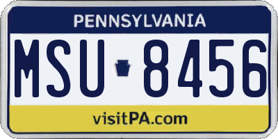 PA license plate MSU8456