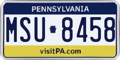 PA license plate MSU8458