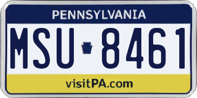 PA license plate MSU8461