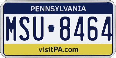 PA license plate MSU8464