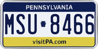 PA license plate MSU8466
