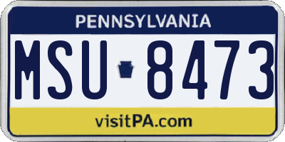 PA license plate MSU8473