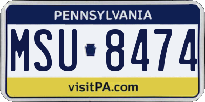 PA license plate MSU8474