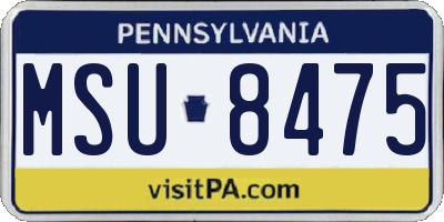 PA license plate MSU8475