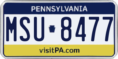 PA license plate MSU8477