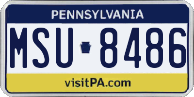 PA license plate MSU8486