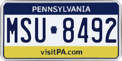 PA license plate MSU8492
