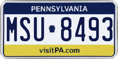 PA license plate MSU8493