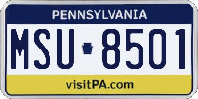 PA license plate MSU8501