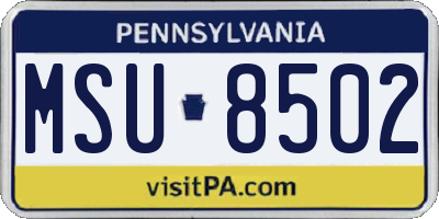 PA license plate MSU8502