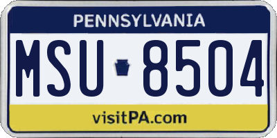 PA license plate MSU8504